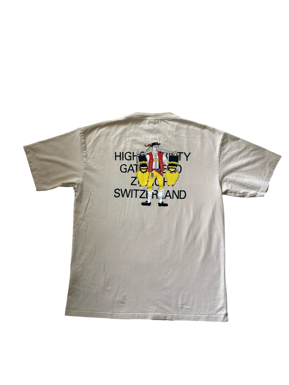 Highsnobiety GATEZERO Zurich Switzerland Graphic T-Shirt Cream/Beige Size L